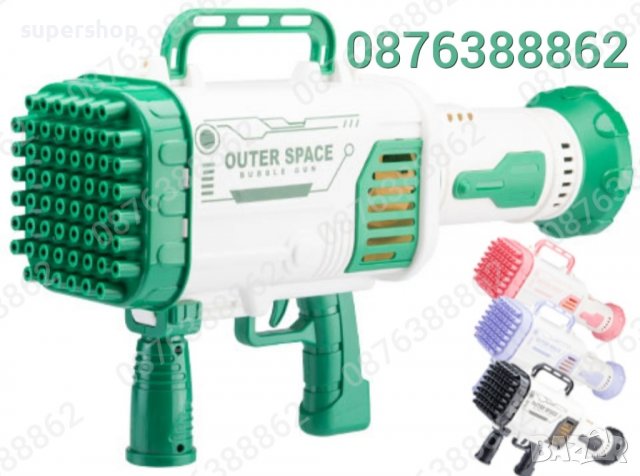 Автомат За Сапунени Балони, 64 Дула, 4 Диода, 42см, Базука за балони, снимка 3 - Електрически играчки - 40166684