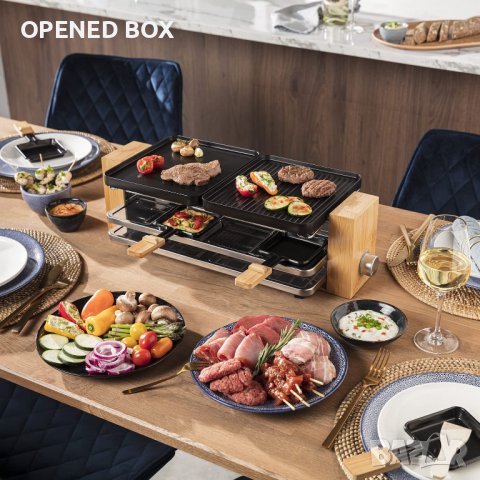 Скара Princess 01.162910.02.001 Raclette Pure 8-UK, бамбук, 1200 W, бамбук и черно, снимка 6 - Скари - 38066633