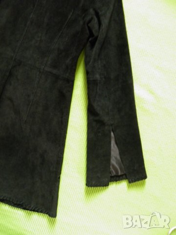 Ефектно пролетно манто от черен естествен велур М, снимка 3 - Палта, манта - 27936136