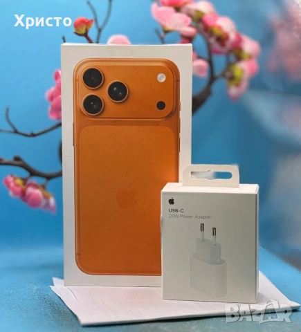 НОВ!!! Apple iPhone 17 Pro Max, 256GB, 5G, Cosmic Orange + подарък оригинален адаптер Apple