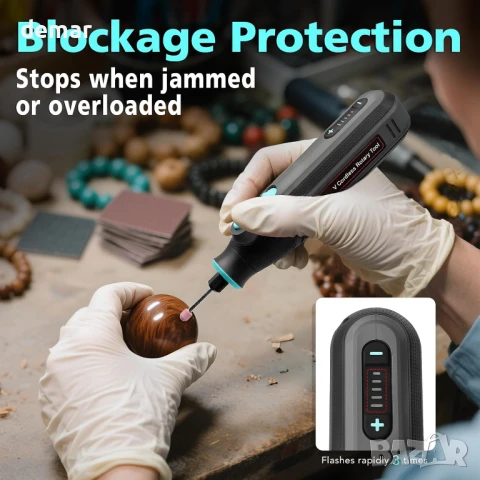 BlueMars 4V безжичен ротационен мултифункционален инструмент, 5 скорости, 101 аксесоара, снимка 6 - Други инструменти - 51190543