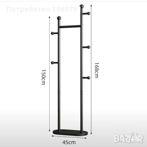 Свободно стояща масивна закачалка за дрехи- черна, снимка 4 - Закачалки - 53515548