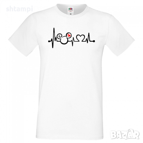 Мъжка тениска Mickey Love Heartbeat 1 Подарък,Изненада,Рожден ден, снимка 9 - Тениски - 36576109