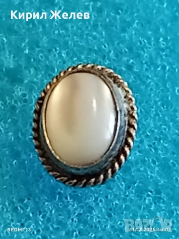 СТАРА СРЕБЪРНА АРТ ДЕКО ОБЕЦА с ШЛИФОВАН ЛУНЕН КАМЪК ВИНТИДЖ 39679, снимка 3 - Обеци - 52736402