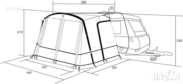 Надуваем форселт за каравана WESTFIELD DORADO AIR 400 PRO. Размери 400X250см  , снимка 7 - Палатки - 47598636