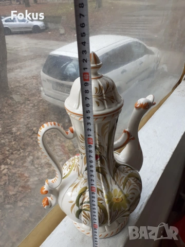 Уникат Огромен порцеланов ибрик кана - лебед, снимка 7 - Антикварни и старинни предмети - 53444727