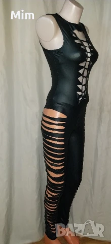  S/M Черен еластичен гащеризон на ленти , снимка 7 - Гащеризони - 50901857