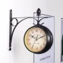 Двустранен водоустойчив стенен часовник, ретро стенен часовник от ковано желязо, безшумен, снимка 4