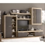 Дълга функционална секция с тв място 293см./вис. 200см. -дъб крафт табако и антрацит-налична, снимка 1
