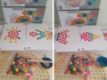 Rainbow wooden clip beads мултифункционална игра с мъфини, топчета и шаблони от дърво , снимка 7