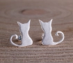 Сребърни обеци котки, снимка 1