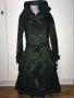 Френски нов бутиков шлифер тренч L Clara Couture зелен черно райе, снимка 1 - Шлифери - 27283202