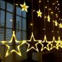 LED Завеса с коледни звезди, снимка 1 - Декорация за дома - 43074380