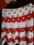 Дамска лятна пола на точки бяло и червено с подплата, снимка 3
