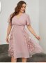 Официална Розова рокля от шифон с 3D цветя , снимка 1 - Рокли - 38087539