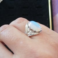 Сребърен пръстен с лунен камък - модел R106, снимка 5 - Пръстени - 43876985