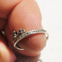 старинен красив сребърен пръстен с корона и камъни - Бъдете красива и величествена като кралица, снимка 3 - Пръстени - 33098856