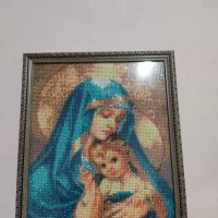 Подарък за имен ден Диамантен гоблен Богородица и младенеца , снимка 1 - Икони - 37647835