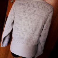 Ретро вълнена плетена бяла блуза Л/ХЛ, снимка 4 - Блузи с дълъг ръкав и пуловери - 20837344