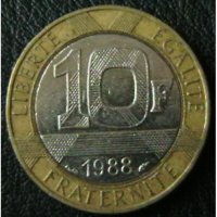 10 франка 1988, Франция, снимка 1 - Нумизматика и бонистика - 28433301