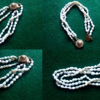 Стара гривна от естествени бели речни перли, снимка 2 - Антикварни и старинни предмети - 43528604