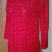 Пуловер в червено със сребриста нишка🌹🍀М р-р🌹🍀арт.3096, снимка 2 - Блузи с дълъг ръкав и пуловери - 34636401