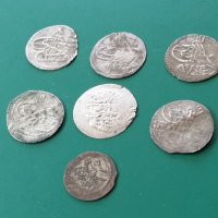 Колекция НЕПРОБИТИ 7 ахчета акчета ахче акче сребърни Османски монети мангъри, снимка 7 - Нумизматика и бонистика - 43082774