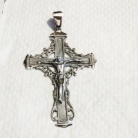 сребърен кръст разпятие Исус Христос, разпятие Христово, снимка 3 - Колиета, медальони, синджири - 32290893