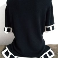 Черно-бяла блуза с къс ръкав,плетиво, ashley brooke, снимка 2 - Корсети, бюстиета, топове - 33084058