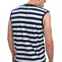 Нова мъжка моряшка тениска без ръкави с връзки, на райе, снимка 3 - Тениски - 28271867