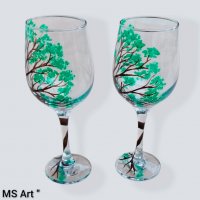 Ръчно рисувани чаши за вино , снимка 3 - Чаши - 39062654