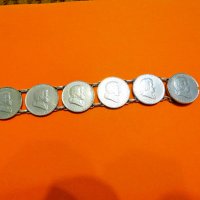 масивна мъжка сребърна гривна със сребърни  6 монети от  2 австрийски шилинга 1931г - 175 години , снимка 4 - Гривни - 39070787