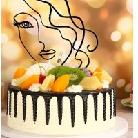1 вид Абстрактно дамско лице контур черен топер украса декор торта, снимка 3 - Други - 36932799