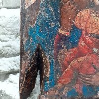старинна икона на Света Богородица с Младенеца 21/11.5 см, декупаж уникат, снимка 3 - Икони - 32361707