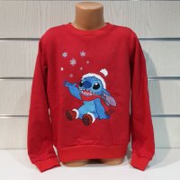 Нова коледна детска ватирана блуза с дълъг ръкав Стич (Stitch) в червен цвят, снимка 7 - Детски Блузи и туники - 38996217