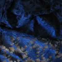 Тъмно синя дантела за рокля, блуза, пола и декорации, снимка 1 - Други - 28942129
