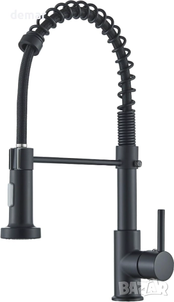 Черен кухненски смесител с издърпващ се чучур, 2 режима на струята, снимка 1