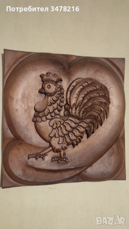Дърворезба ,"Петле",ръчно направена., снимка 1