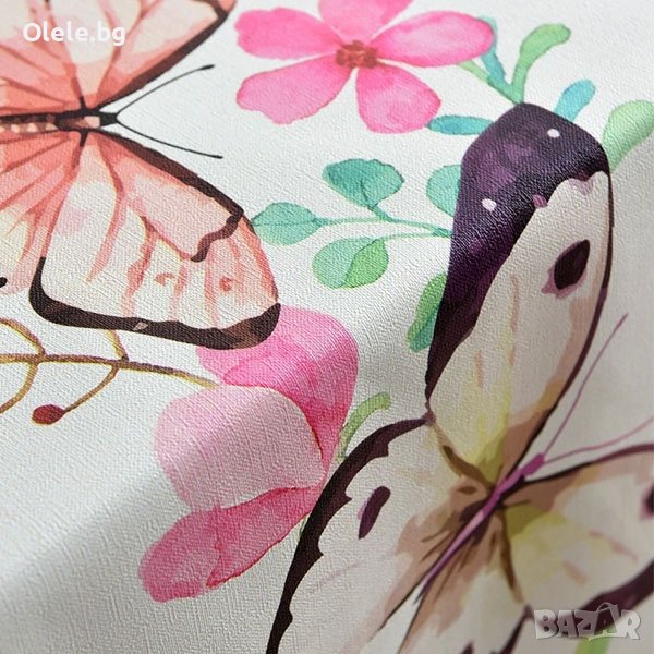 ВОДОУСТОЙЧИВА МАСЛОУСТОЙЧИВА PVC ПОКРИВКА BUTTERFLY & FLORAL PRINT TABLECLOTH, снимка 1