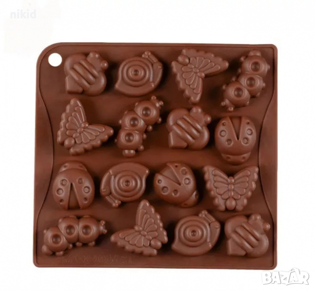 Насекоми Калинка пеперуда гъсеница охлюв пчела дълбоки силиконов молд форма шоколадови бонбони гипс , снимка 1