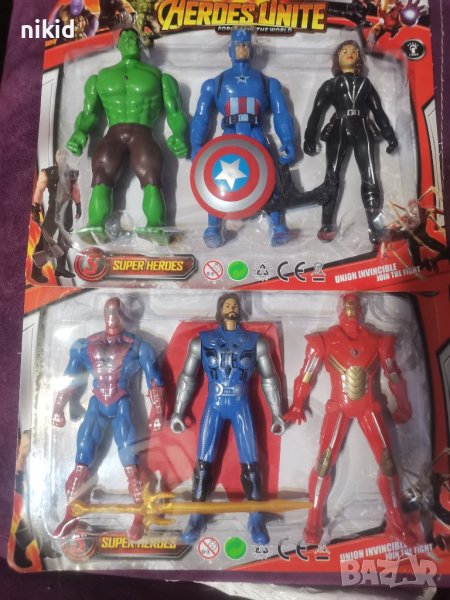2 вида 3 бр Avengers Отмъстителите Хълк Капитан Америка Спайдърмен Тор  пластмасови фигурки играчки , снимка 1
