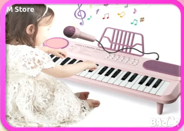 Детско музикално пиано с микрофон и 37 клавиша, снимка 1