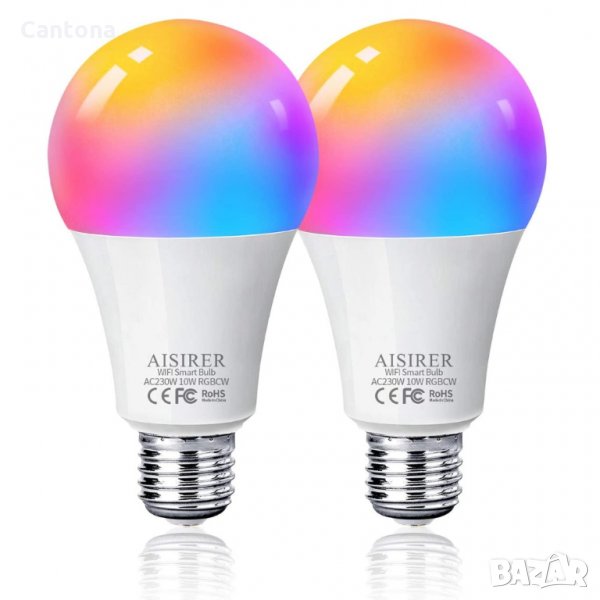 10W, 1000LM Smart Wi-Fi RGBВ LED Light Bulb, 2700-6500К, Alexa, Google Home, снимка 1