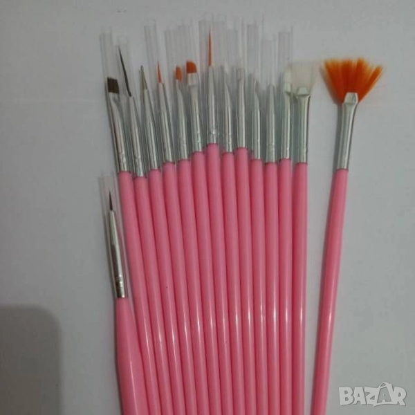 Комплект от 15 броя четки за маникюр и педикюр, снимка 1