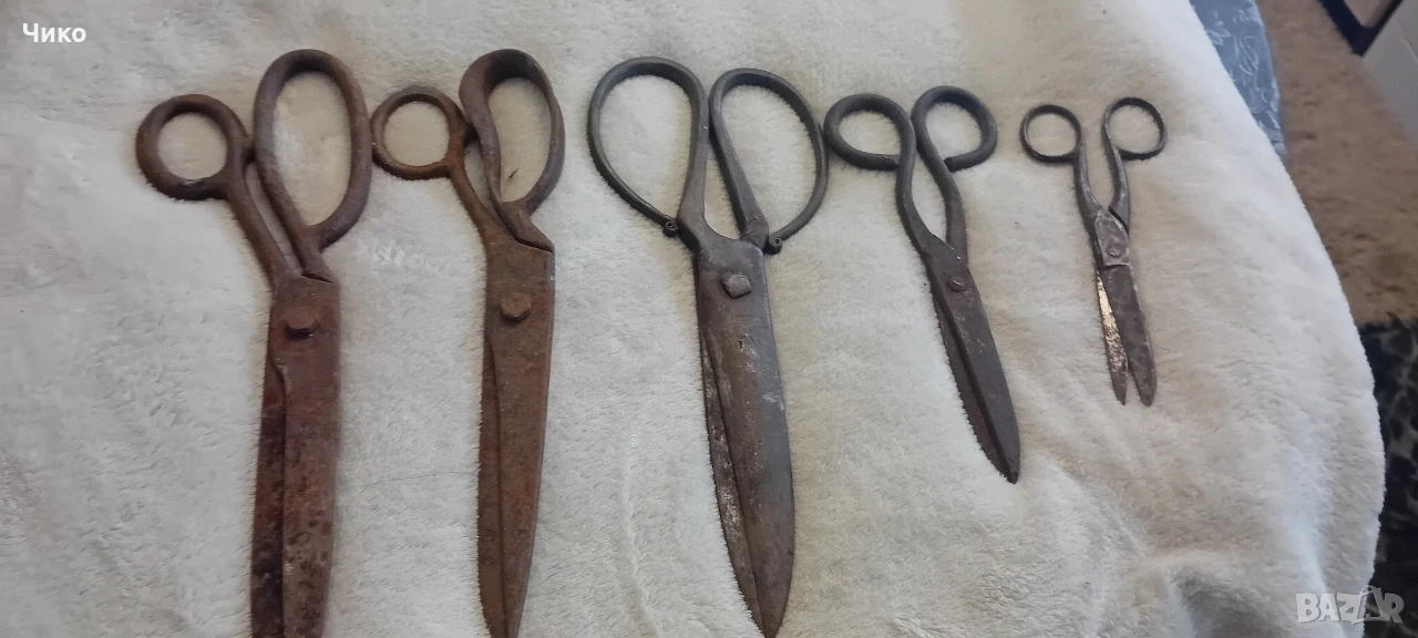 5бр старинни ковани ножици, снимка 1
