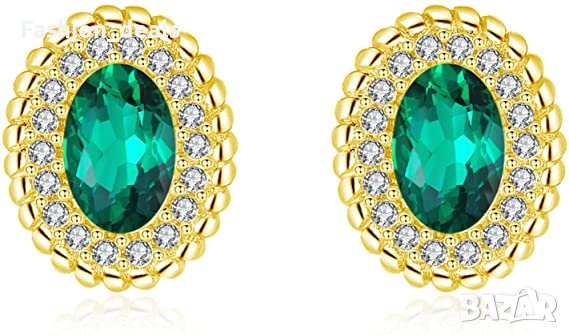 Нови нежни овални обеци от стерлингово сребро с камък Циркон хипоалергенни , снимка 1