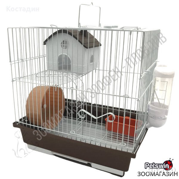 Клетка за Хамстер - 29.5см/22см/30см - с Аксесоари - Кафява Разцветка, снимка 1