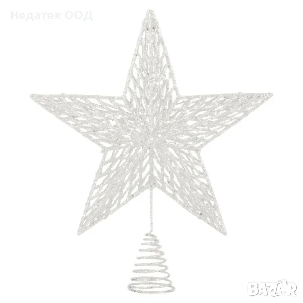 Връх за коледна елха, звезда, бял, 24 см, снимка 1