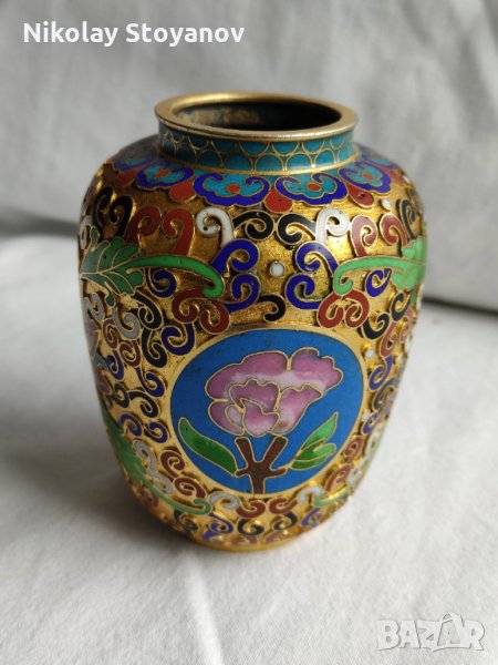 Вазичка с цветен емайл , снимка 1