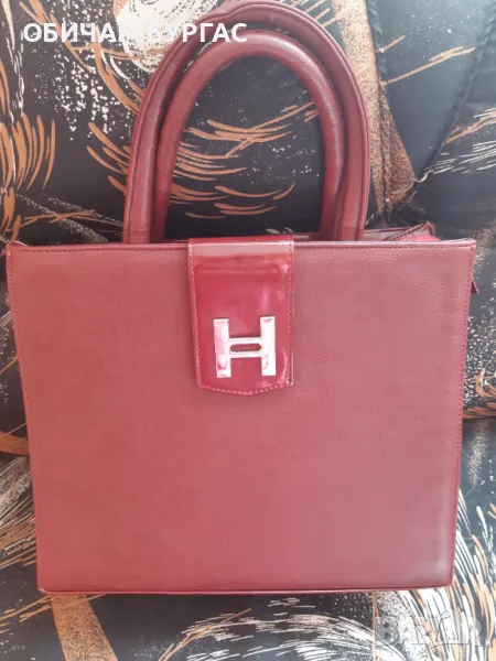 СТИЛНА ЧАНТА ОТ ИЗКУСТВЕНА КОЖА И ЛАЧЕНА КОЖА ползвана веднъж по повод, снимка 1